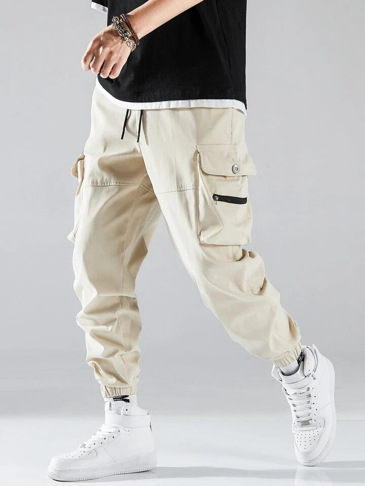 Manfinity Men Flap Pocket Side Drawstring Waist Trouser