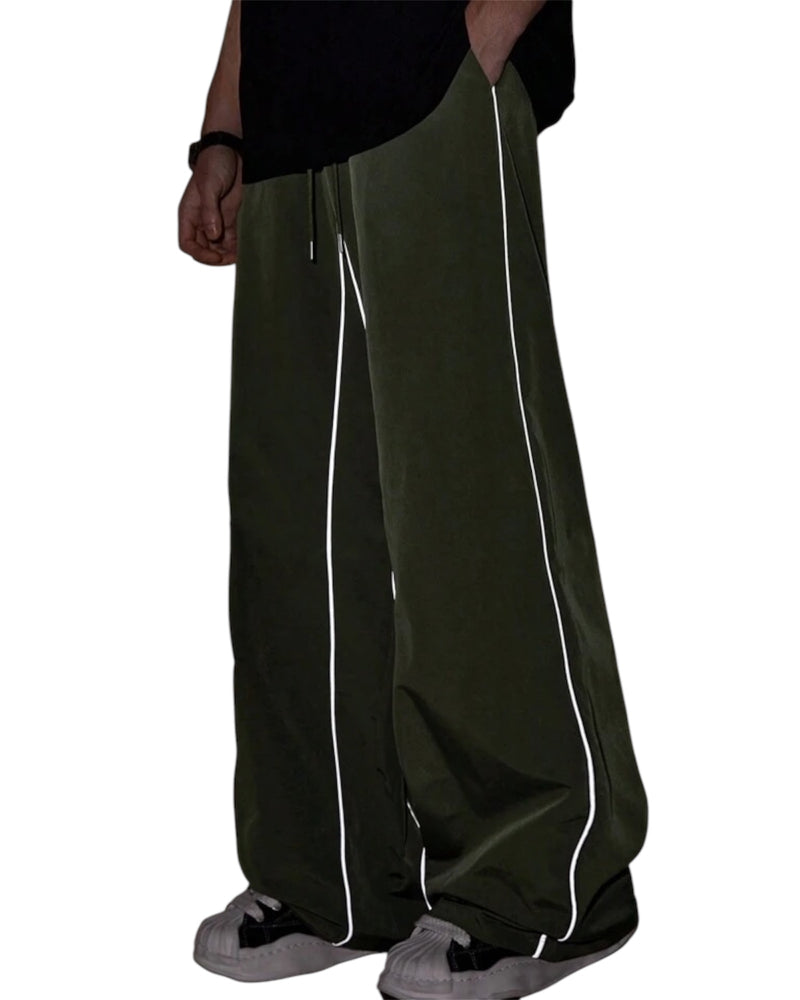 ZS Reflective Striped Loose Straight Pants